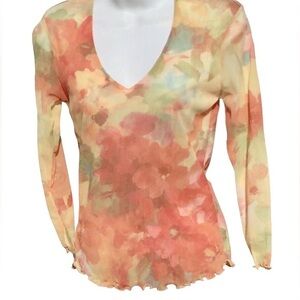 NWT! $58 Stretch Floral Peach Orange Light Weight!